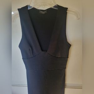 Black sleevless ribbed jumpsuit